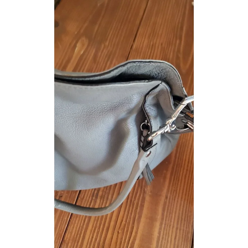 Or Yany Gray Leather Shoulder Bag Purse Handles Silver Hardware - Picture 15 of 16